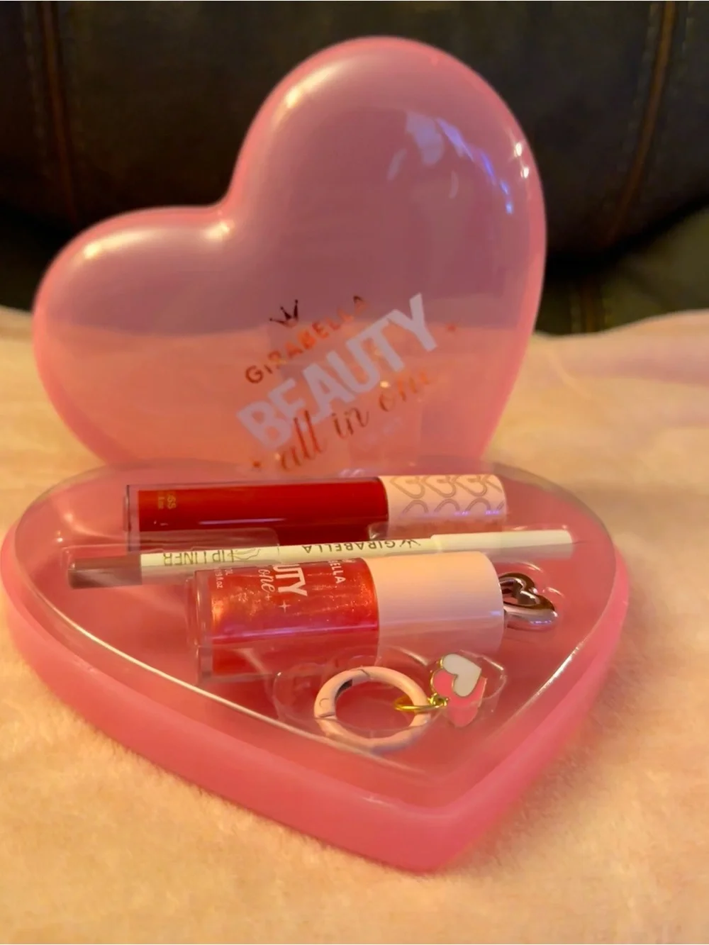 Abella Pink Heart Lip & Cheek Tint Set - Soft Pink